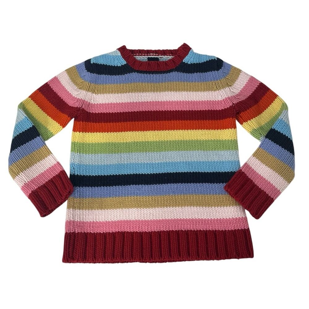 Gap Vintage Kids Rainbow Striped Knit Sweater (Wool Blend) - Small
